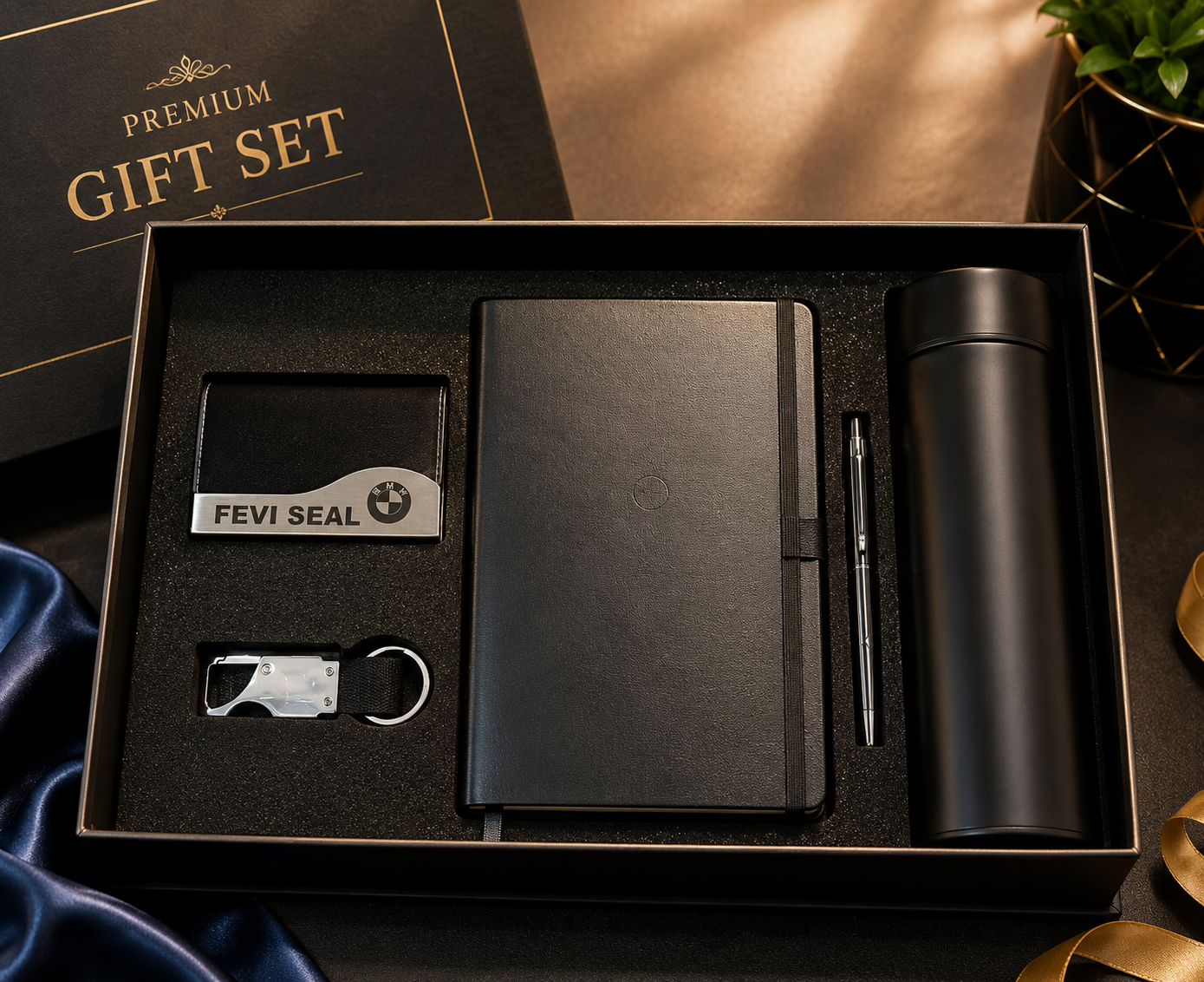 Premium Corporate Gift Set – Bottle, Diary, Pen, Keychain & Card Holder