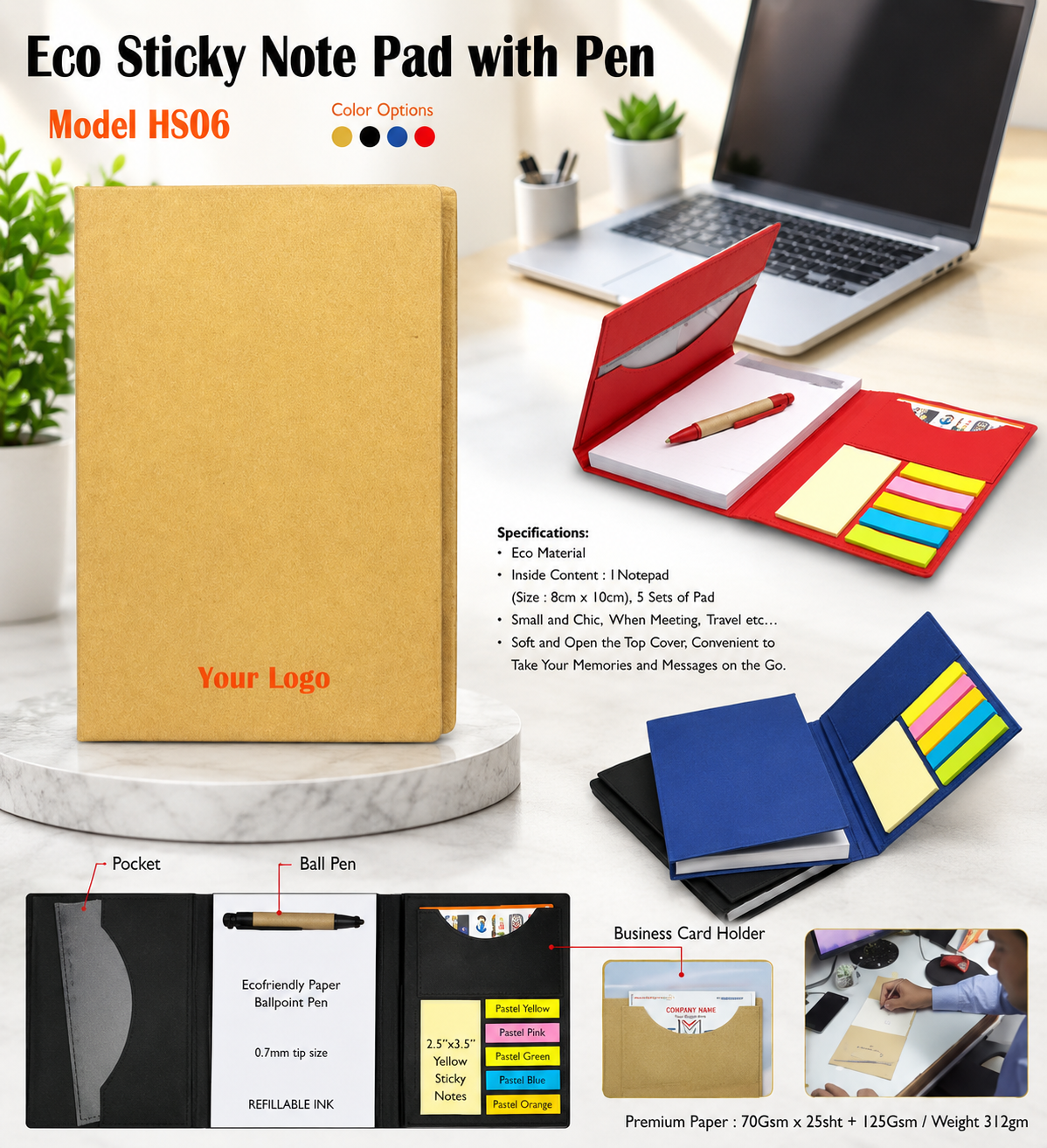 Eco Stickon Note Pad with Pen- H806