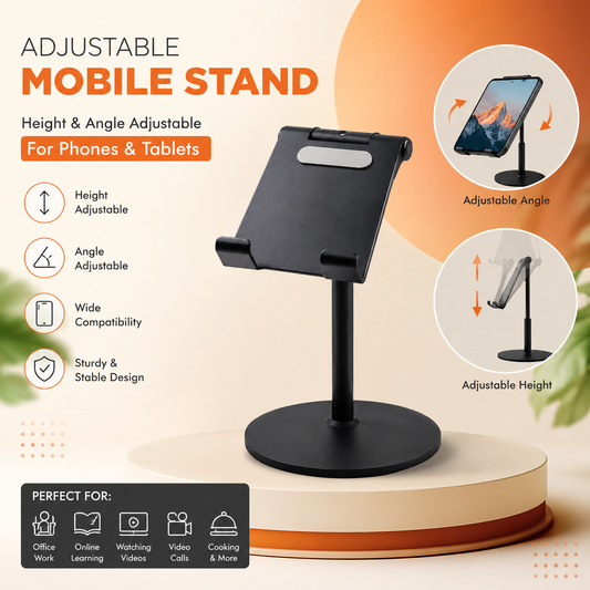 Black Metal Adjustable Desktop Phone & Tablet Stand