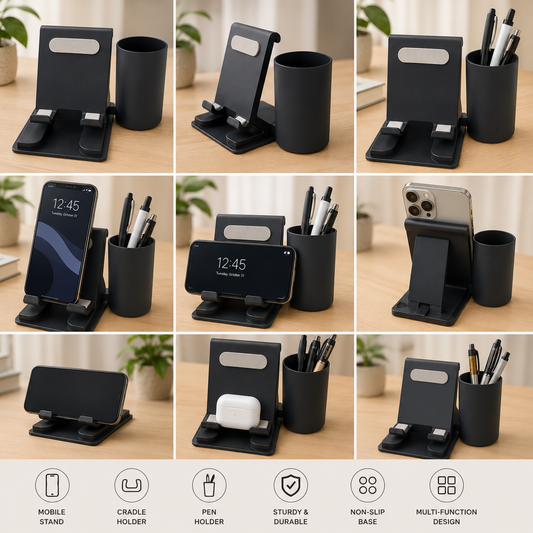 Metal Pen Stand with Mobile Holder