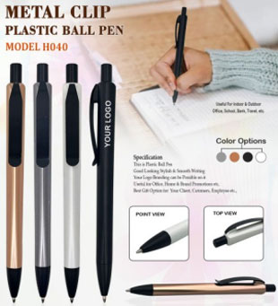 Metal Clip Plastic Pen H040