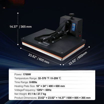 16×24 Heat Press Machine