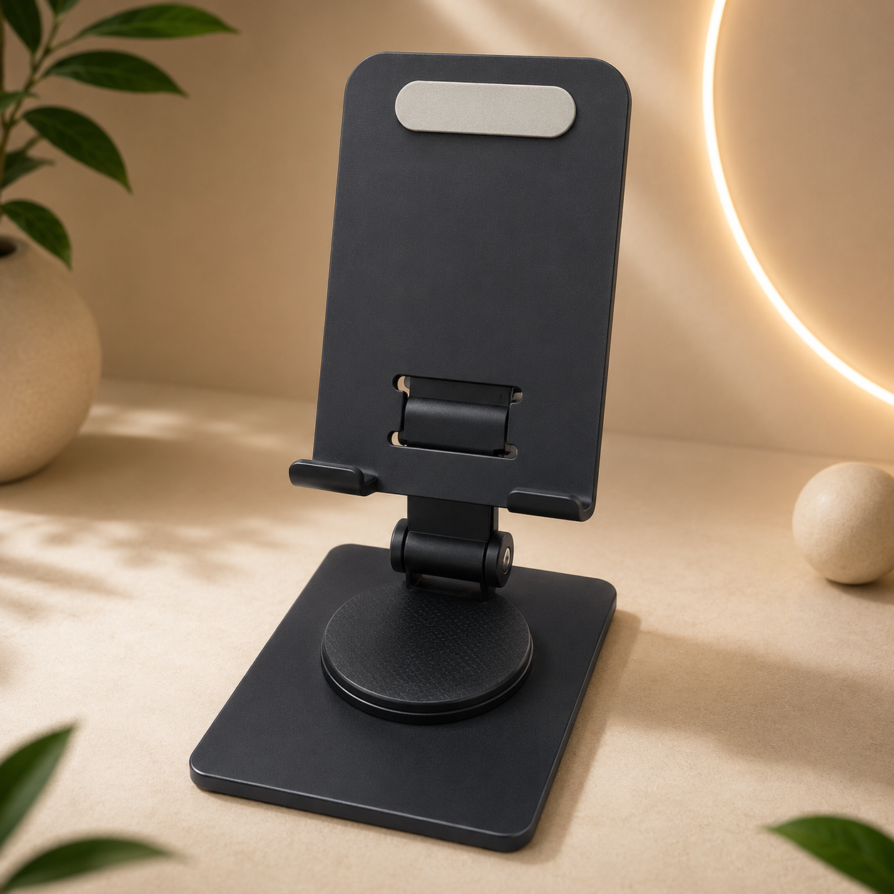 Black Metallic 360° Rotating Phone Stand