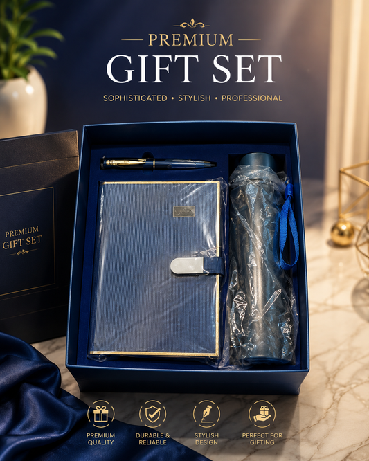 Premium Corporate Gift Set – Bottle, Diary & Pen
