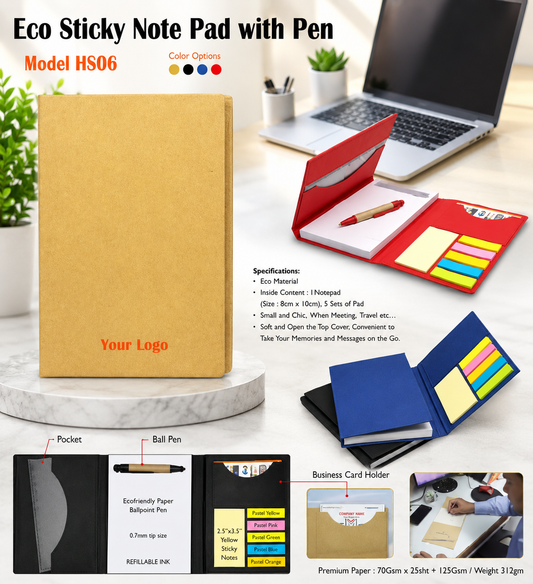 Eco Stickon Note Pad with Pen- H806