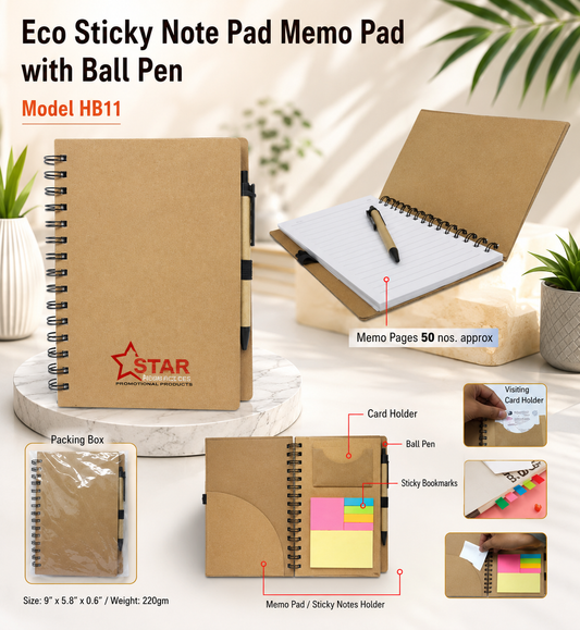 Eco Sticky Pad – Memo Pad with Pen - H811