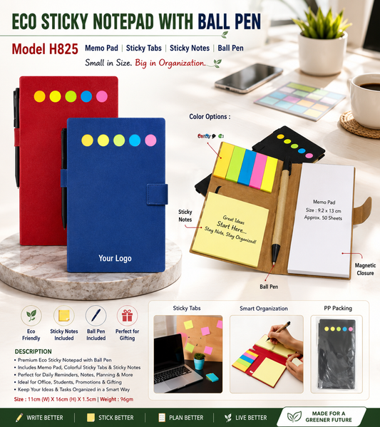 Eco Sticky Notepad with Pen - H825