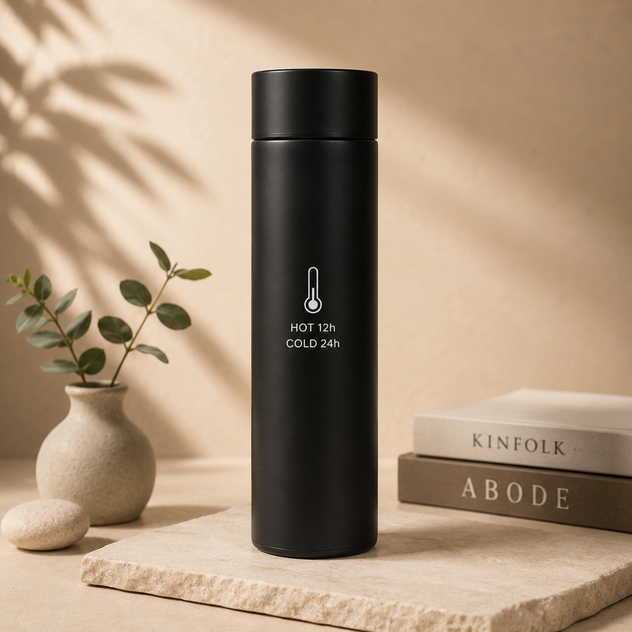 Temperature Display Bottle (Black and Golden)
