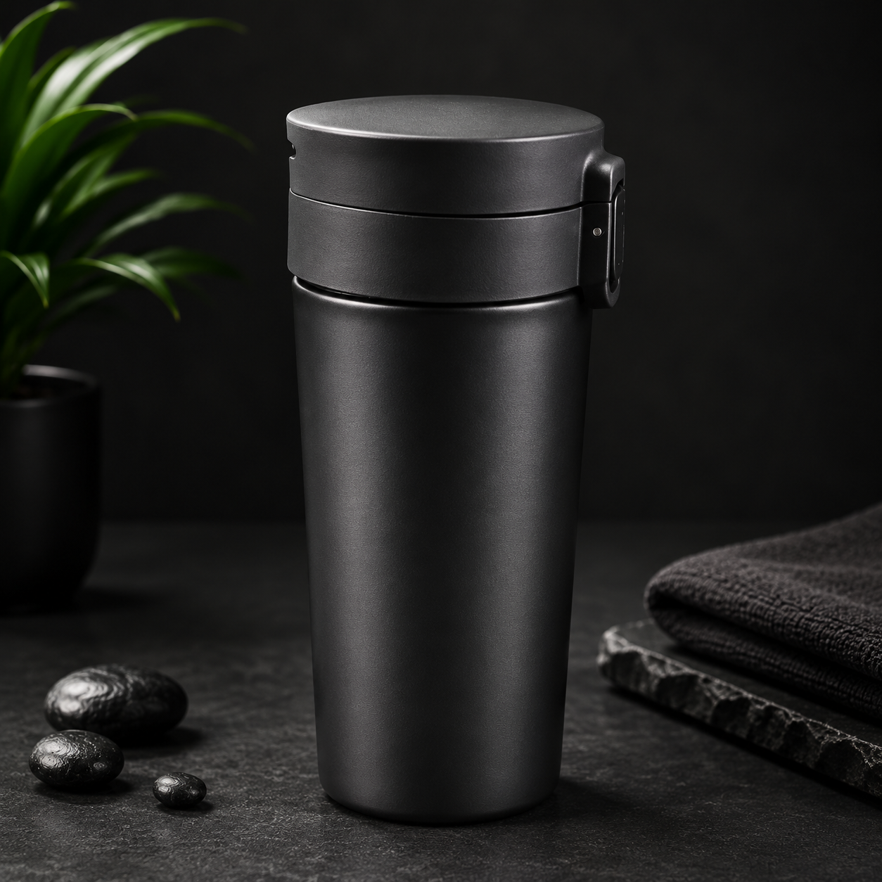Stainless Steel Push Button Coffee Tumbler