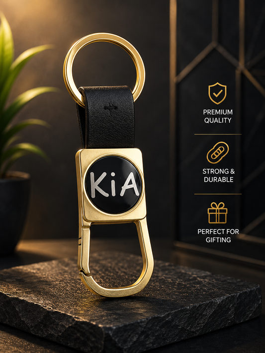 Metal & Leather Rotating Keychain