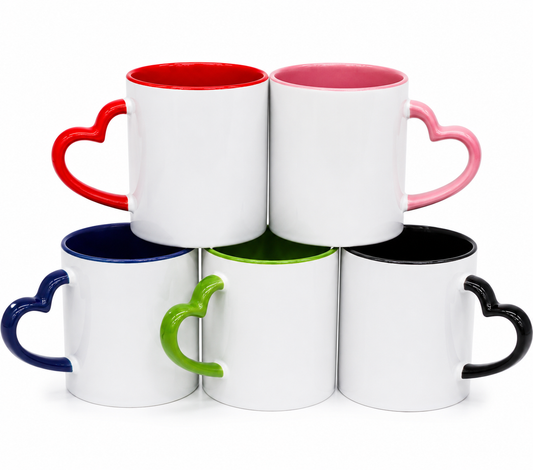 Heart Handle Inner Color Ceramic Mugs