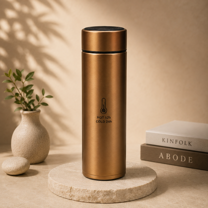 Temperature Display Bottle (Black and Golden)