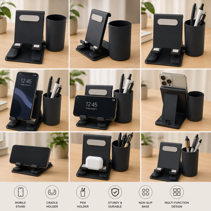 Metal Pen Stand with Mobile Holder