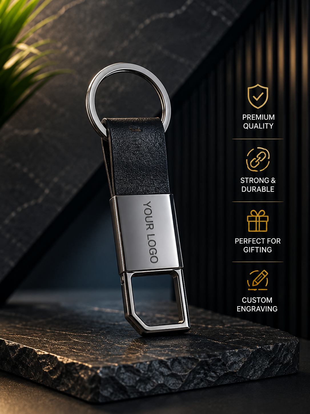 Metal Key Chain – Silver Rectangular