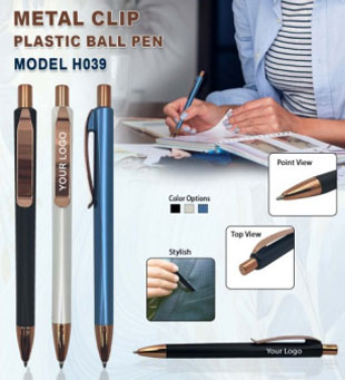 Metal Clip Plastic Pen H039